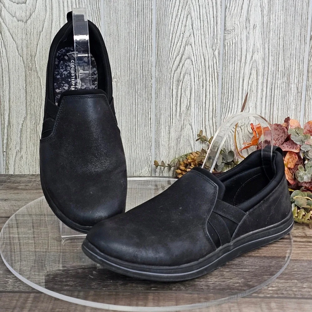 Clarks Cloudsteppers Slip On‎ Shoes Women's 10M Black Comfort Casual Loafers
